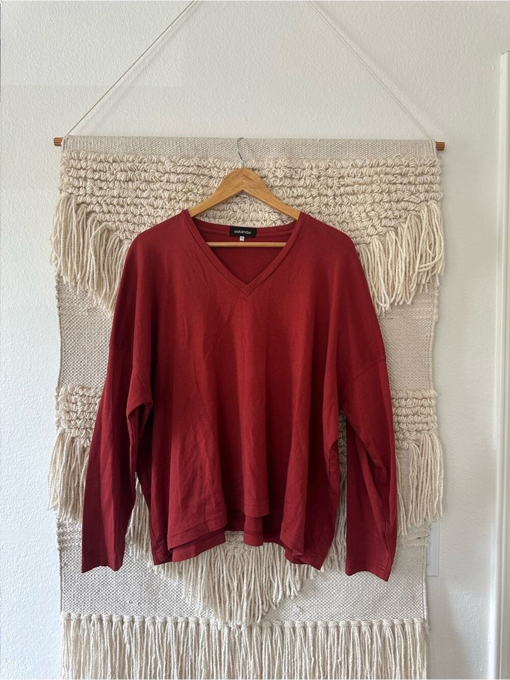 Eskandar V-Neck 100% Pima Cotton Long Sleeve